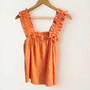 EUC -Lola Grace Ruffled Peach Sleeveless Top